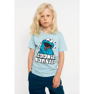 Logoshirt Футболка "Улица Сезам - Cookie Monster" с классным принтом спереди, голубой