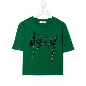 MSGM Kids футболка с логотипом, зеленый