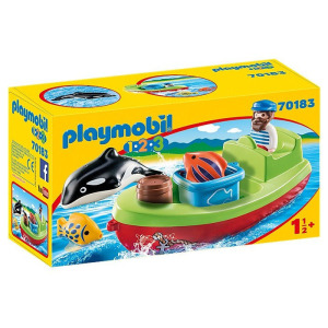 Playmobil 123, набор фигурок моряков с рыбацкой лодкой.