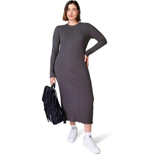 Платье Sweaty Betty Ribbed Long Sleeve Midi, цвет Urban Grey