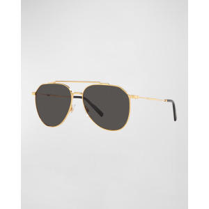 Мужские солнцезащитные очки-авиаторы с двойной перемычкой из стали Dolce&Gabbana