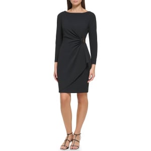 Платье Long Sleeve Double D Hardwear Scuba Crepe DKNY, черный