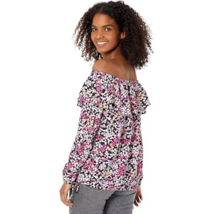 Топ Michael Kors Floral Ruffle Peasant Top, цвет Cerise