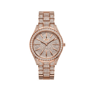 Женские часы Cristal Diamond (1/8 карата t.w.) из нержавеющей стали с покрытием из розового золота 18 карат Часы 38 мм Jbw, золотой