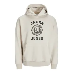 Мужская толстовка с капюшоном и длинными рукавами с принтом спереди Jack & Jones, бежевый