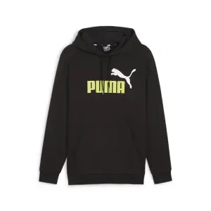 Толстовка PUMA с капюшоном "ESS+ 2 COL BIG LOGO HOODIE FL", цвет Puma Black-Lime Sheen