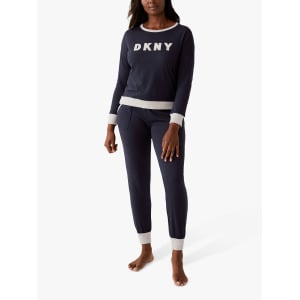 Пижамный комплект для джоггеров DKNY Signature Logo, темно-синий