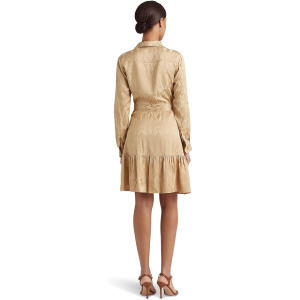 Платье LAUREN Ralph Lauren Belted Geo Jacquard Long Sleeve Dress, цвет Birch Tan