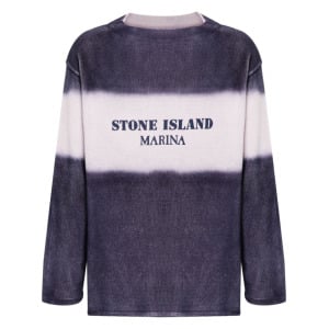 Полосатый джемпер с логотипом Stone Island, синий