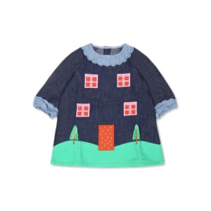 Stella McCartney Kids платье из органического хлопка с аппликацией, синий