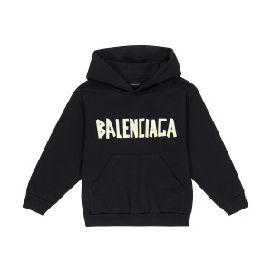 Худи из хлопкового джерси с логотипом Balenciaga Kids, черный