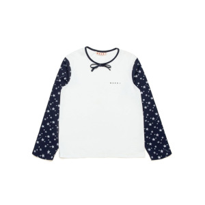 Marni Kids футболка с длинными рукавами и бантом, белый