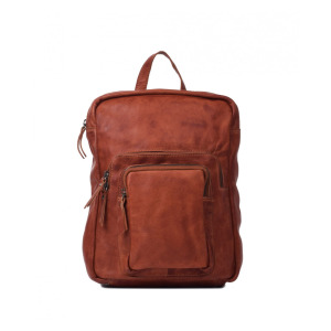 Женский кожаный рюкзак средней потертости в цвете кожи The Bagging Co, светло-коричневый