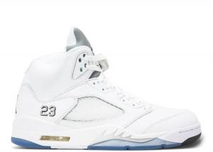 Air jordan 5 retro metallic shop white
