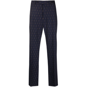 Gucci Horsebit-print straight-leg trousers, синий