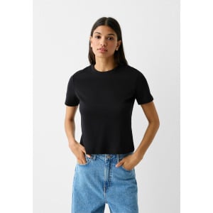 Футболка базовая SHORT SLEEVE Bershka, цвет black