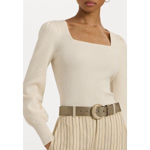 Джемпер RIB KNIT PUFF SLEEVE SWEATER Lauren Ralph Lauren, кремовый