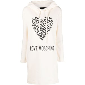 Love Moschino платье с капюшоном и логотипом, нейтральный цвет