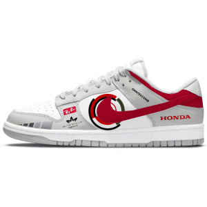 Кроссовки Nike Dunk Skateboarding Shoes Men Low-top Grey/white/red, серый