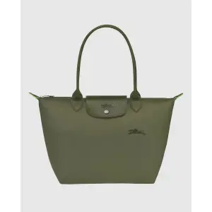 Сумка через плечо Le Pliage Green среднего размера с застежкой-молнией Longchamp, зеленый