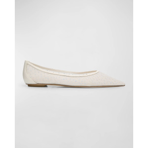 Балетки Emilia с кристаллами и сеткой Stuart Weitzman, цвет White/Frosted White/Cream