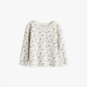 Футболка из хлопкового трикотажа с цветочным принтом в рубчик 2-10 лет H&M Adorables, белый