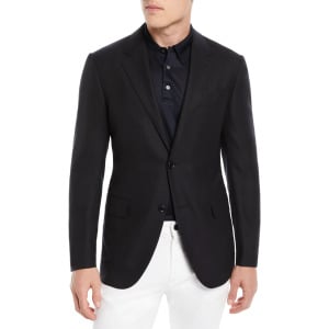 Мужской однотонный шерстяной пиджак стандартного кроя Trofeo ZEGNA, цвет Navy Blue