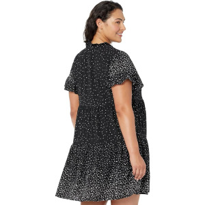 Платье DKNY Plus Size Ruffle Neck and Sleeve Dress, цвет Black/Cream