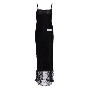 Прозрачное платье без рукавов с рюшами DOLCE&GABBANA, черный