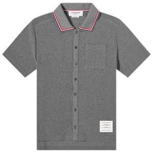 Рубашка с коротким рукавом Thom Browne Short Sleeve Button Down Textured Shirt, цвет Medium Grey