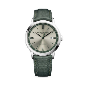 Часы Classima из нержавеющей стали и парусины Baume & Mercier, зеленый