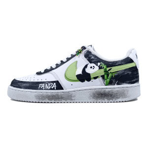 Кроссовки Nike Court Vision 1 Skateboarding Shoes Men Low-top Cloud White/Core Black/Green Spark, черный