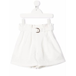 Brunello Cucinelli Kids льняные шорты-бермуды с поясом, белый