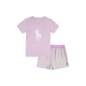 Розовая футболка и пижамные шорты с логотипом Polo Ralph Lauren, розовый