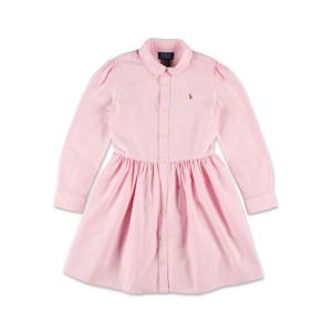 Ralph Lauren Kids платье-рубашка из хлопка Polo Pony, розовый