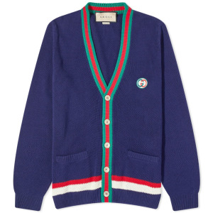 Кардиган Gucci Gg Logo Stripe Placket, темно-синий