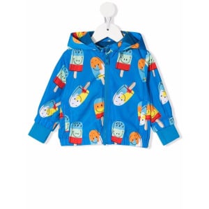 Stella McCartney Kids куртка с капюшоном и принтом, синий