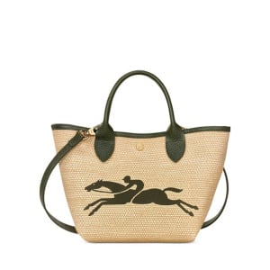 Маленькая сумка-тоут Le Panier Pliage с ручкой сверху из рафии Longchamp, цвет Tan/Beige