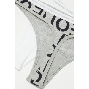 Стринги Calvin Klein One Cotton 2-Pack Thong, цвет White/Stencil One/Grey Heather