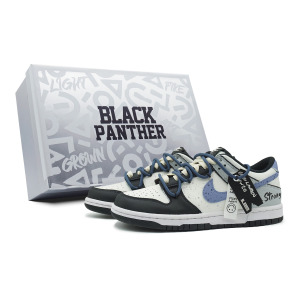 Кроссовки Nike Dunk Skateboarding Shoes Men Low-top Black/white/blue, черный