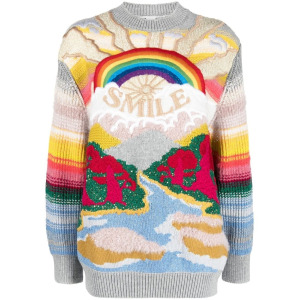 Stella McCartney джемпер Festive Smile вязки интарсия, серый