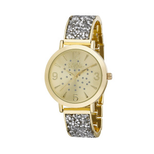 Женские блестящие часы из золотистого сплава с браслетом, 36 мм Bob Mackie, золотой