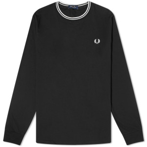 Футболка Fred Perry с длинными рукавами и двойным кончиком, черный