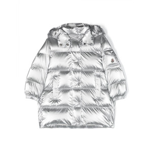 Moncler Enfant глянцевый пуховик Amra, серебристый