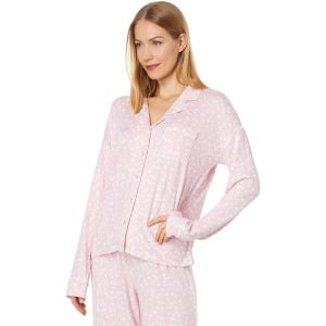 Пижамный комплект Splendid Long Sleeve Notch Long PJ Set, цвет Outline Heart