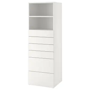 Детский комод, белый, 60x55x180 см, PLATSA/SMÅSTAD IKEA