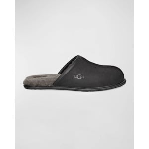 Мужские кожаные тапочки-мюли с шерстяной подкладкой UGG, цвет Black