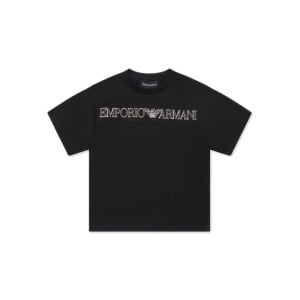 Emporio Armani Kids футболка с вышитым логотипом, черный