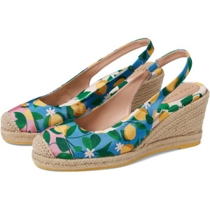 Туфли Cole Haan Cloudfeel Espadrille Wedge Slingback 80 mm, цвет Azure Blue Lemon Print