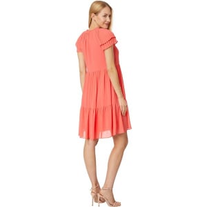 Платье Vince Camuto Chiffon Pleated Sleeve Float Dress, цвет Mango